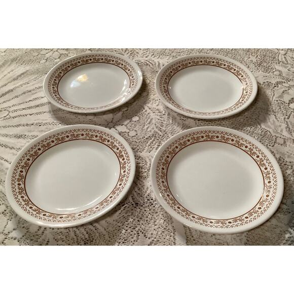 Corelle White & Ginger Brown Summer Impressions Set of 4 Bread Plates 6.75” - Picture 2 of 8